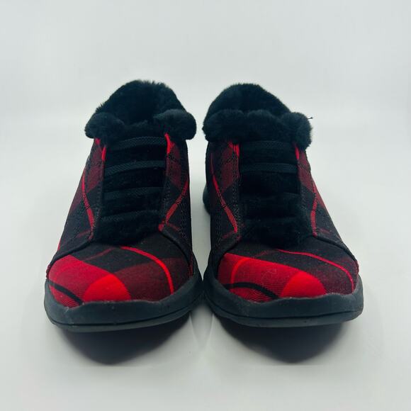 BZees Golden Bootie Women's Faux Fur Buffalo Check Pattern Lace-Up US6 EU36 UK3 - Picture 3 of 7